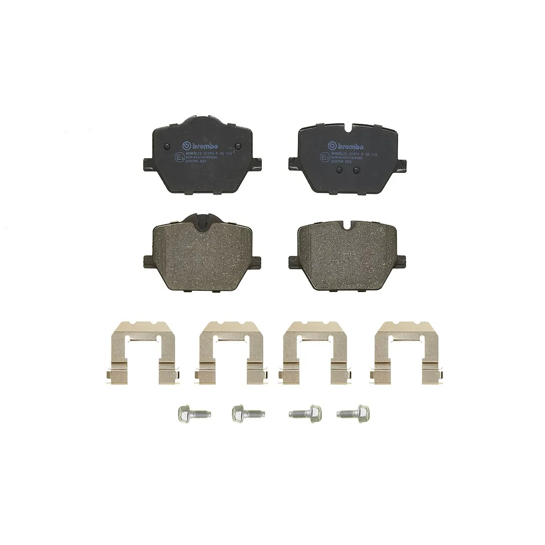 P06116 – BREMBO Brake Pad, FMSI Number D2220-9460 Low-Metallic Set Of 4 With Mounting Hardware